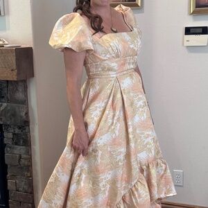 Mac Duggal Formal gown, Prom Wedding Peach Gold 68276 PCH